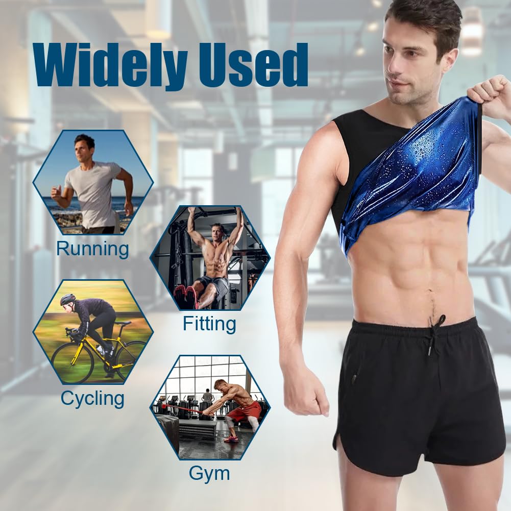 Flintronic Gilet de Sueur de Sauna pour Hommes, Débardeur Sudation Amincissant Ventre, T Shirt Sudation Homme, pour Entraînement Mise Forme, Cardio