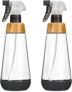 Bottle Service-Refillable Glass Spray Bottle-Versatile Stream & Mist Options,Bamboo with Protective Silicone Boot-Ideal for Non-Toxic Cleaning Solutions & Plant Care,16oz,Gray,2 Pack