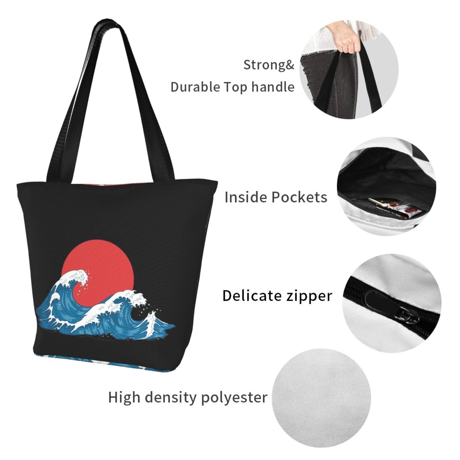 Amazon.co.jp: トートバッグ 浮世絵 葛飾北斎 神奈川沖浪裏 波 エコ