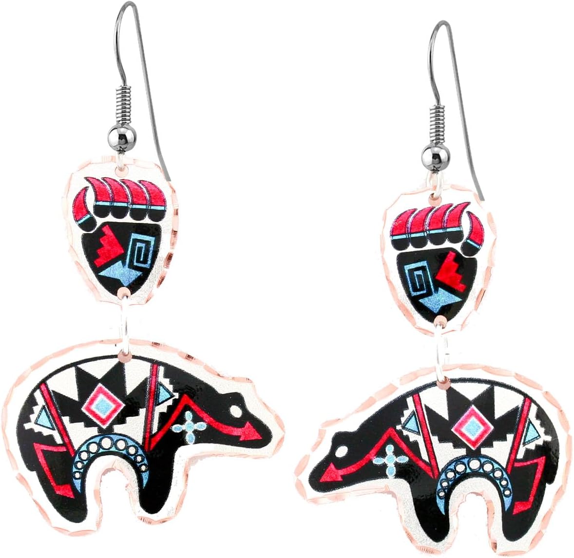 FRONT LINE JEWELRY Artisan-crafted Women's Native American Bear Earrings featuring Zuni, Navajo, Pueblo - Other Tribal Designs - a unique collection of Native American-inspired jewelry gifts.