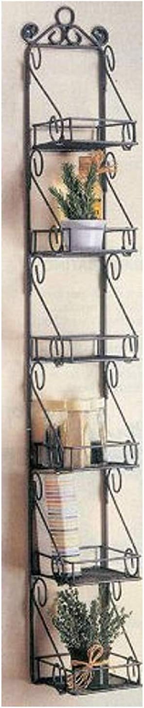 VERSATILE SCROLL DESIGN STEEL 6 TIER WALL RACK