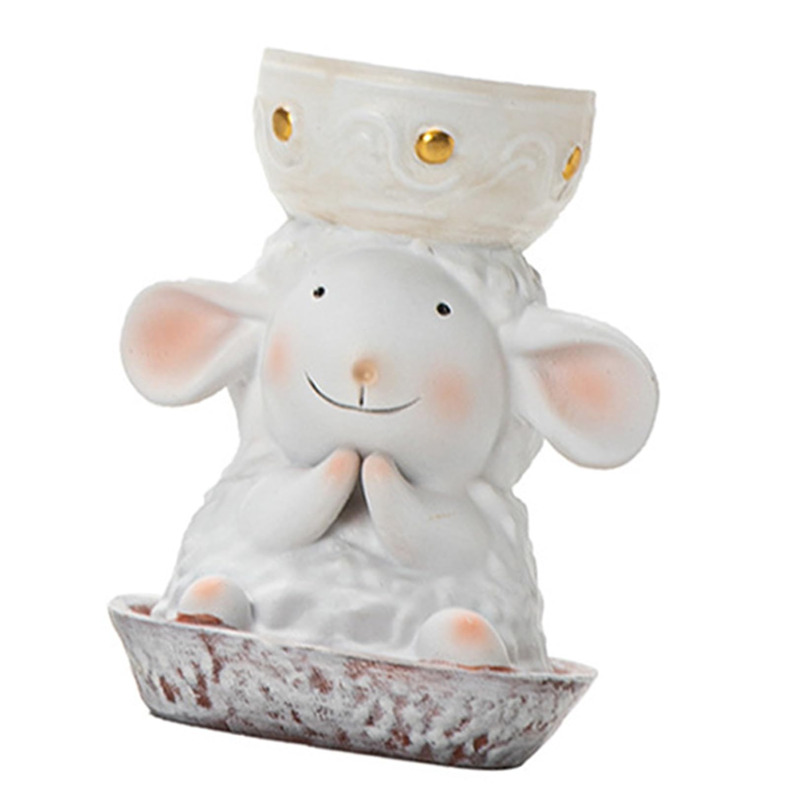 Handcrafted Cartoon Sheep Holder Resins Lamb Tealight Stand Holiday Centerpieces Candlestick for Mantels Decors Eid Festivals Stand