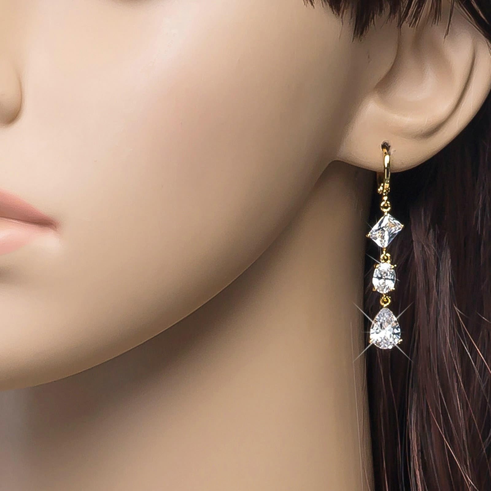 Damen Ohrstecker Vintage für Damen, Trendy mit Moissanit Baumel-Ohrringe, Gelbgold Modeschmuck Ohrringe Gold für Sie