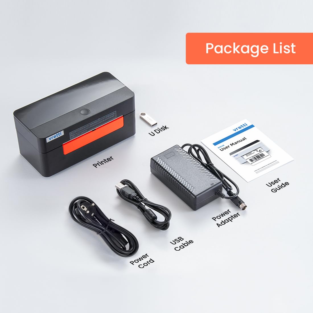 vretti WiFi Etikettendrucker 4x6,WLAN Shipping Label Printer | DHL Versandetiketten 100 x 150 mm,Thermodrucker Labeldrucker für DHL DPD UPS,99,99% Barcode-Scanrate