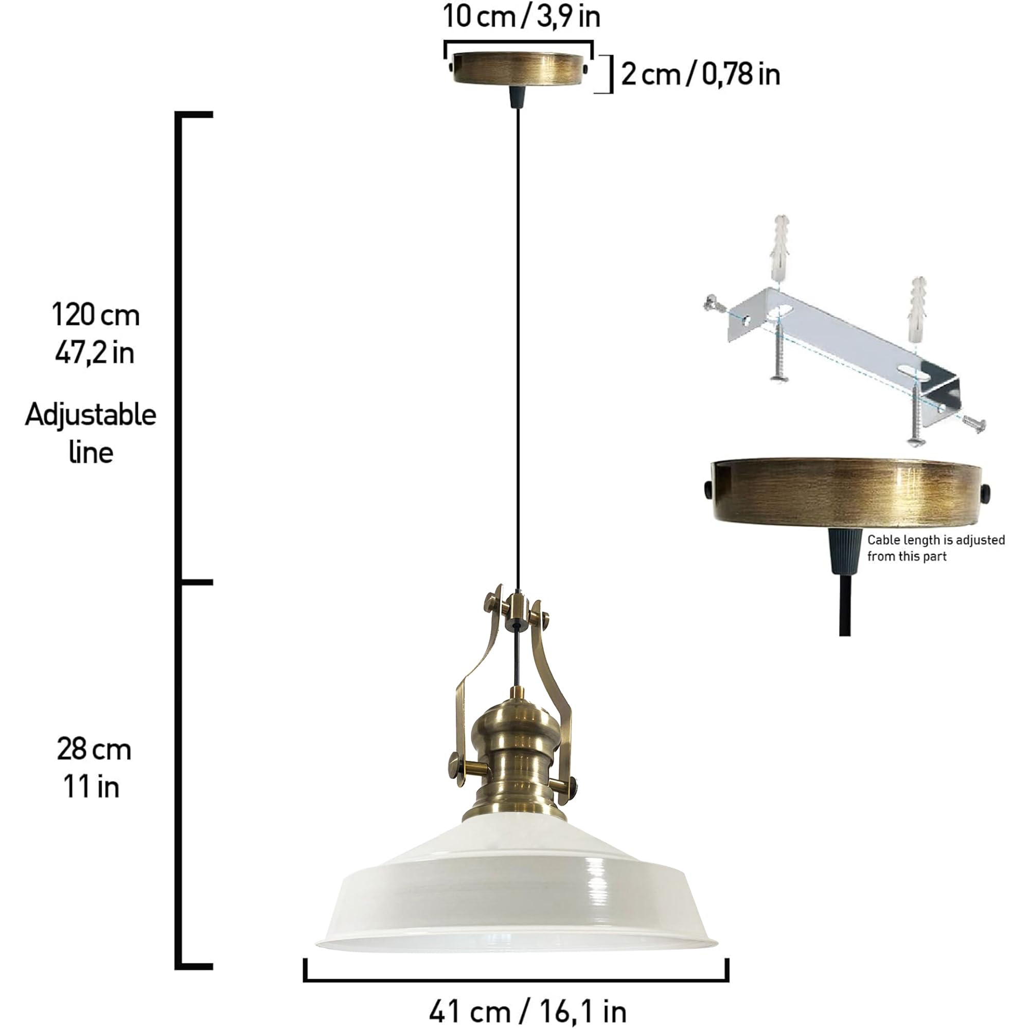 Bamyum Asletl - Lampadario a sospensione industriale retro in metallo, 41 cm, illuminazione da soffitto per soggiorno, camera da letto, cucina