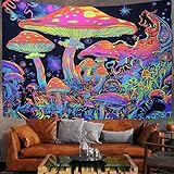 Pilzwald Wandteppich Psychedelischer Sternenhimmel Fotohintergr& Wandteppiche Wandbehang - Große Größe Wohnzimmer Schlafzimmer Dekoratives Hängendes Wandtuch, Orange, 100X75Cm