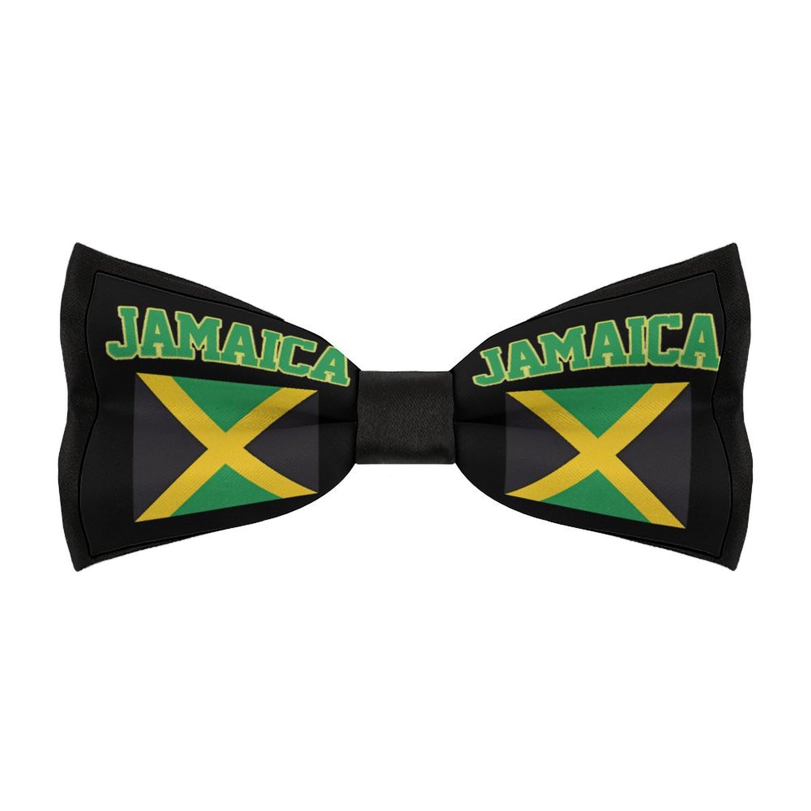 Peiyeety Unisex As Pic Jamaican Flag Jamaica Souvenir Men's Pre-Tied Bow Ties Printed Adjustable Bowtie For Party Wedding
