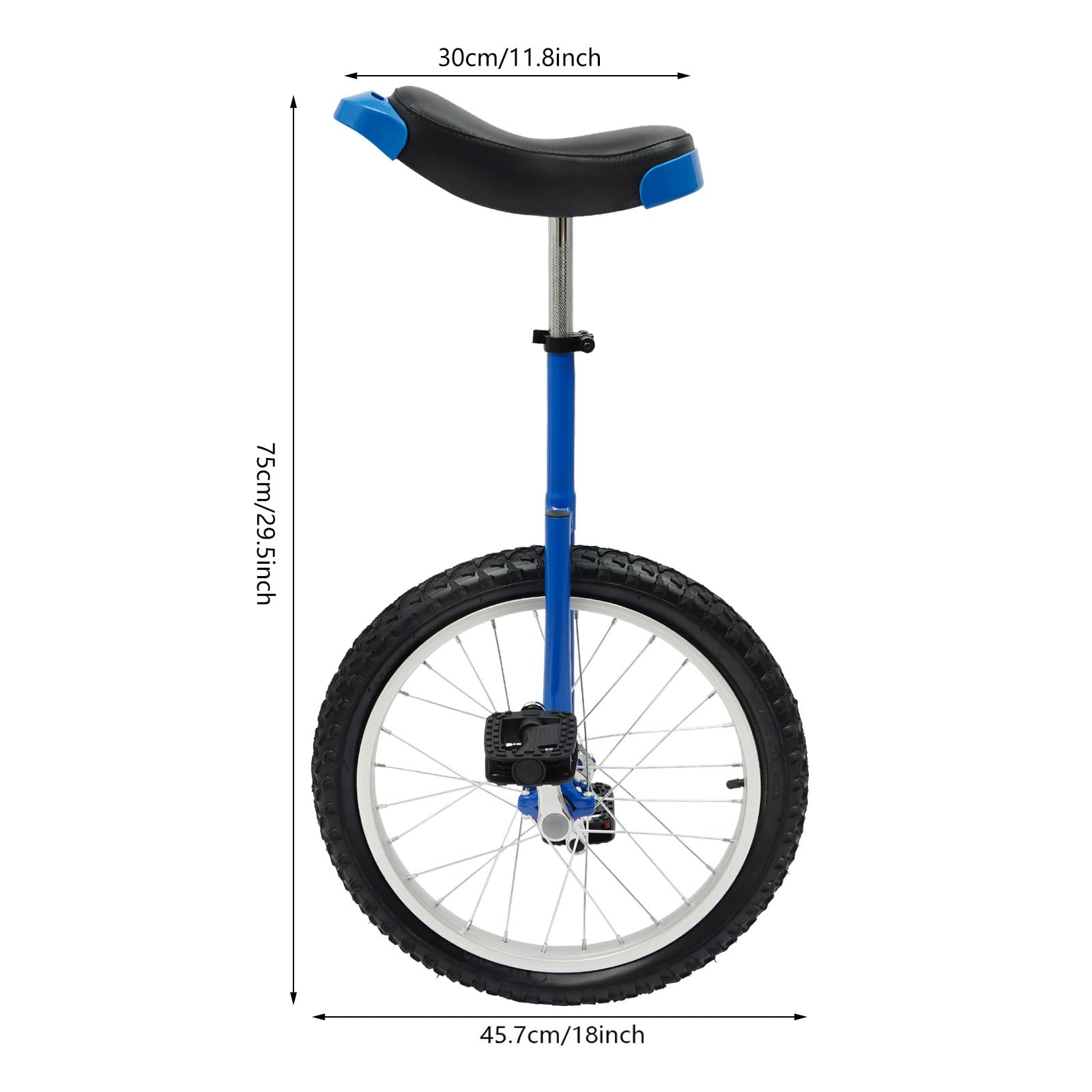 Einrad 18 Zoll Upgrade Einrad mit Ergonomischer Sattel Gleichgewichtstrainingeinrad Höhenverstellbar Einrads für 1,2–1,55m Kinder Professionell Einrads für Anfänger, Profis Unisex
