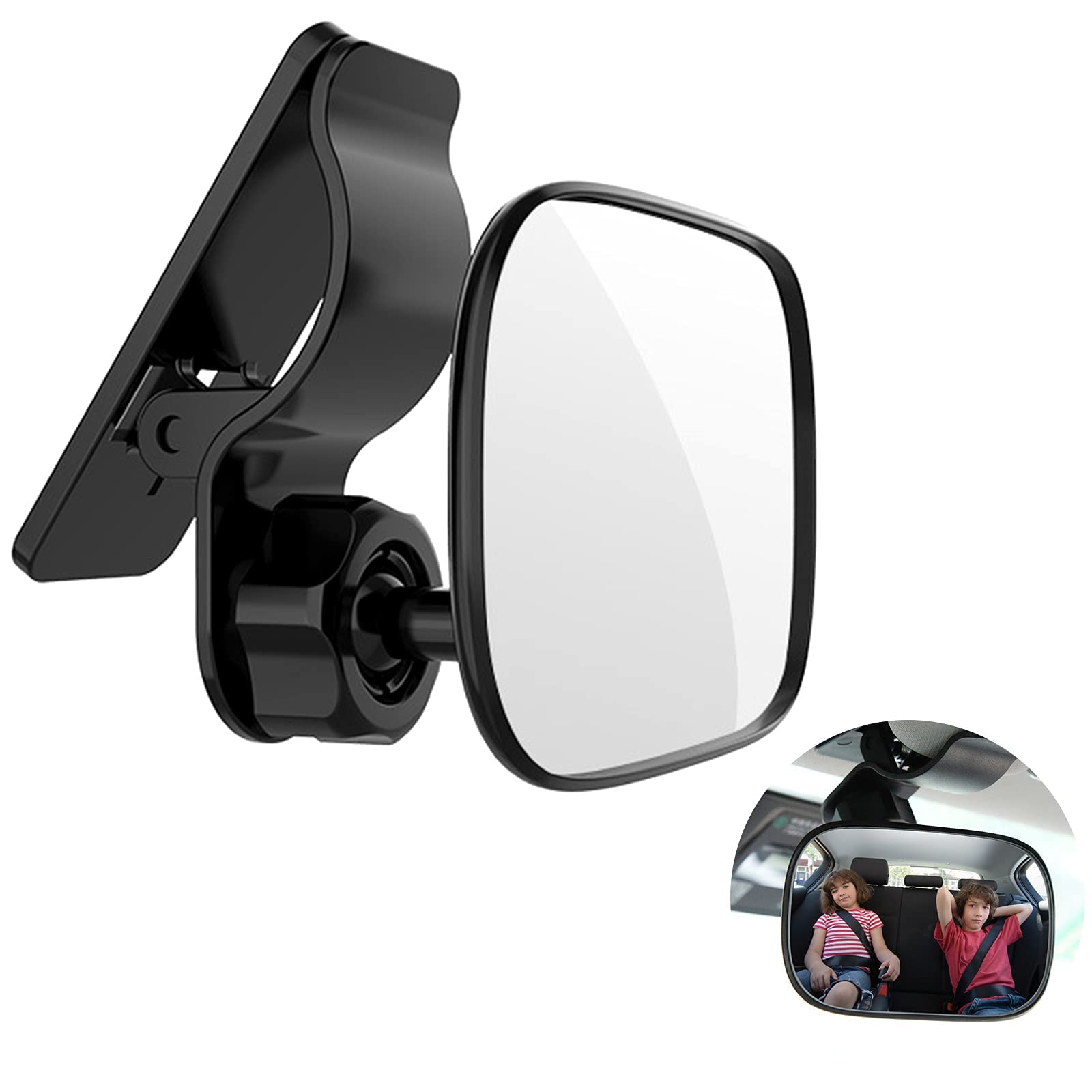 Baby Car Mirror for Rear View - Shatterproof Backseat Mirror With 360 Degree Adjustable Clip, Safety Seat Mirror for Back Facing Infant, Clear Wide Vision