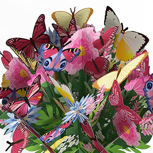Lovepop Watercolor Roses And Butterflies Pop-Up Bouquet, 10.25 X 7.5”, Paper Flower Bouquet, 3D Popup Paper Flower, Greeting Cards With Note Card #TOP1