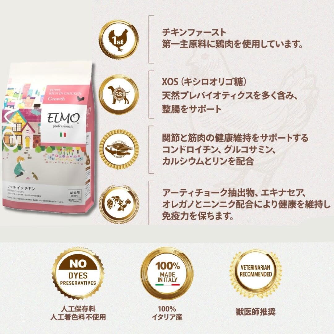 Amazon.co.jp: 【幼犬 子犬用 イタリア製ドッグフード 3kg】ELMO