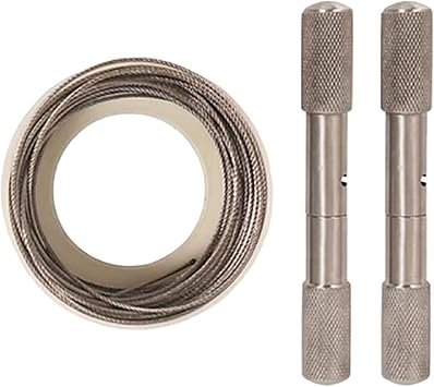 Amagogo Stainless Steel Cable Saw,Hand Pocket String Rope Saw,Manual Camping Removal Compact Wire Saw Dehorning Saw Handles/Wire for PVC Pipe Cutting,Emergency,Sheep