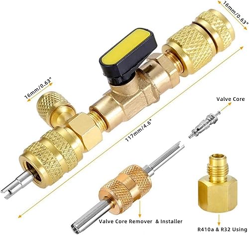 Miniatura 2 de JTZXJJX Removedor de carrete de aire acondicionado con doble tamaño SAE 14 y 516 puertos aire acondicionado línea reparación herramienta para R22