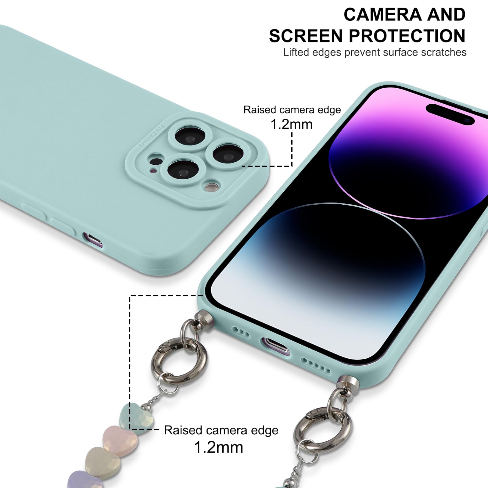 xinyunew Cover con Cordino per iPhone 16e,Custodia con Collana Collo