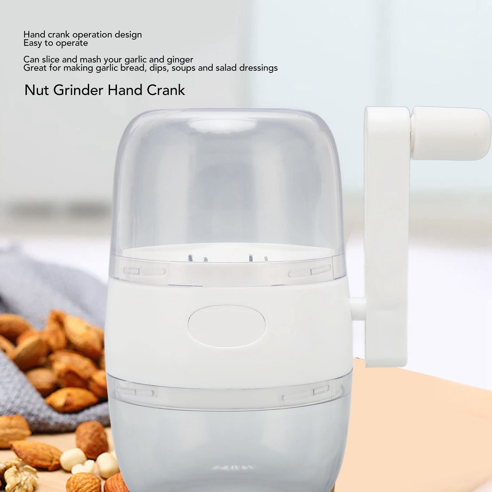 Triturador De Frutos Secos Manual Con Cuchillas De Acero Inoxidable Y Mango Antideslizante Para Frutos Secos Y Ajos - Blanco