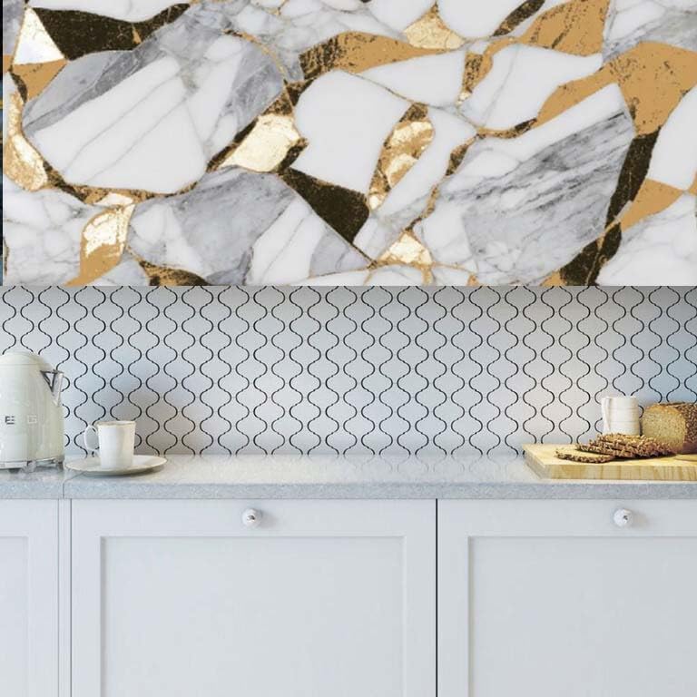 Image of SARVATRAY Self-Adhesive Wallpaper, Kitchen Stickers Oil Proof Heat Resistant, Wall Stickers for Kitchen, Wallpaper for Wall, Vinyl Sheet, Kitchen Wall, Kitchen Sheet (2 M Galaxy Stone)