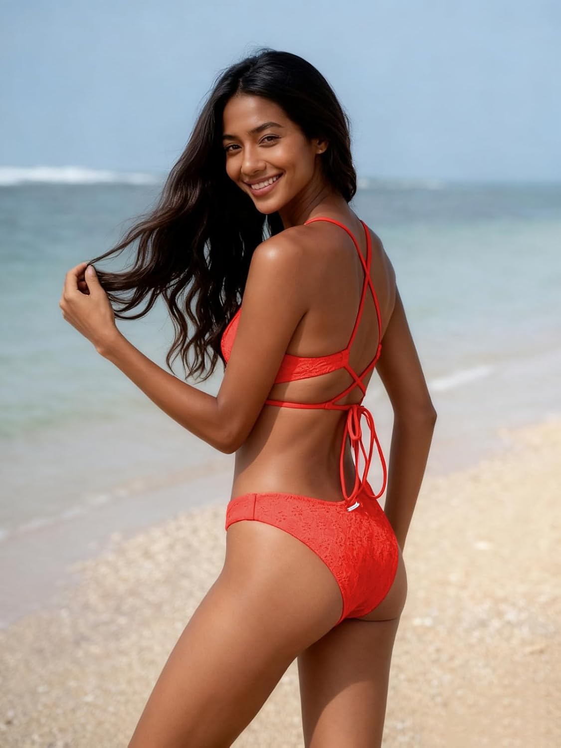 BERLOOK Women's 2 Piece Bikini Sets O Ring Triangle Top Cheeky Thong Bottom Bathing Suit Summer Beach Swimwear