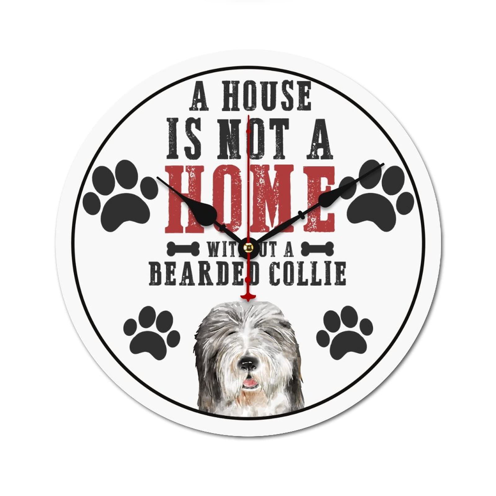 Horloge murale Bearded Collie 38 cm : grande pendule décorative pour maison et chambre