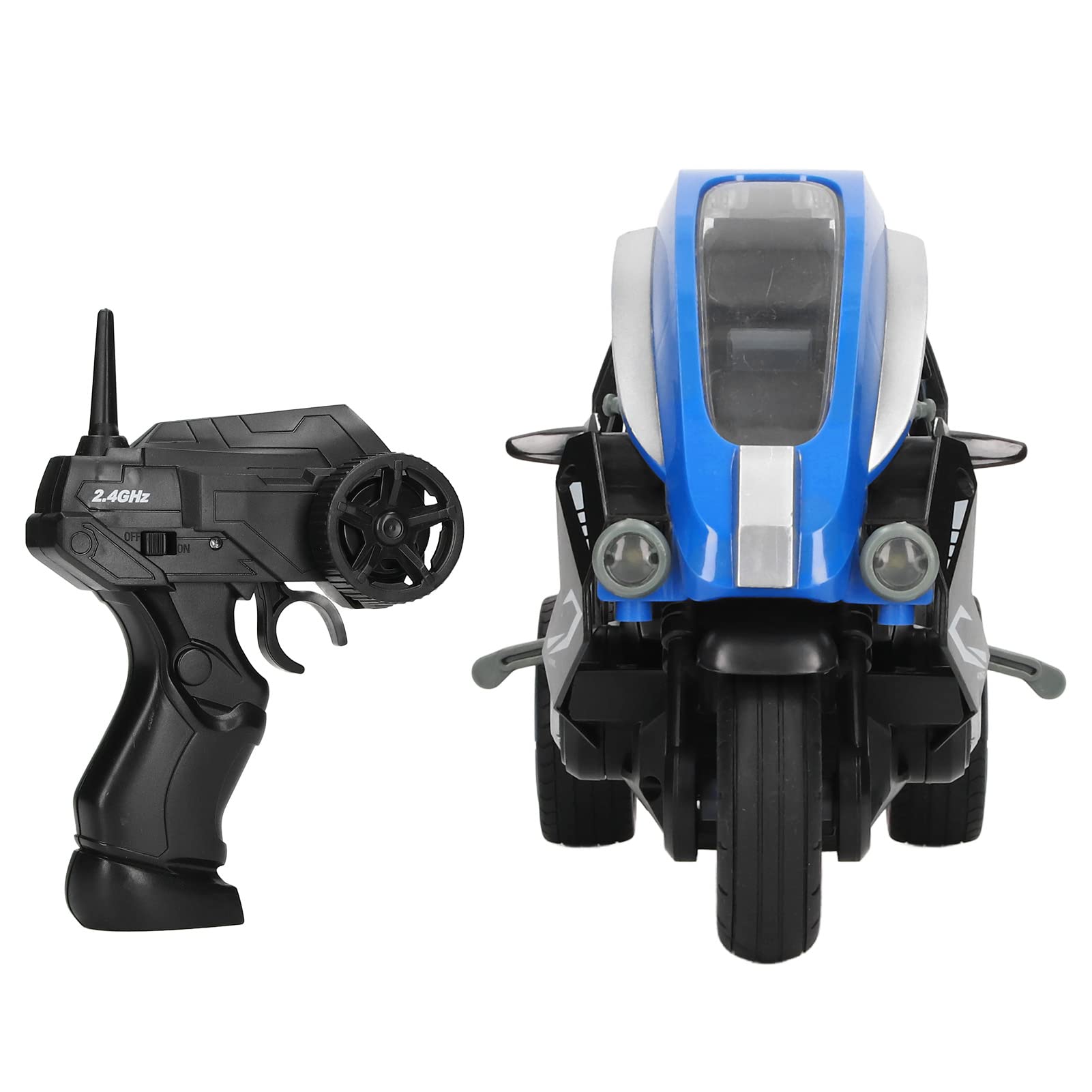 VGEBY RC Drift Moto, Échelle 1:8 Haute Vitesse 3 Roues Télécommande Stunt Moto pour Enfants Enfant pour Extérieur Intérieur(Bleu)