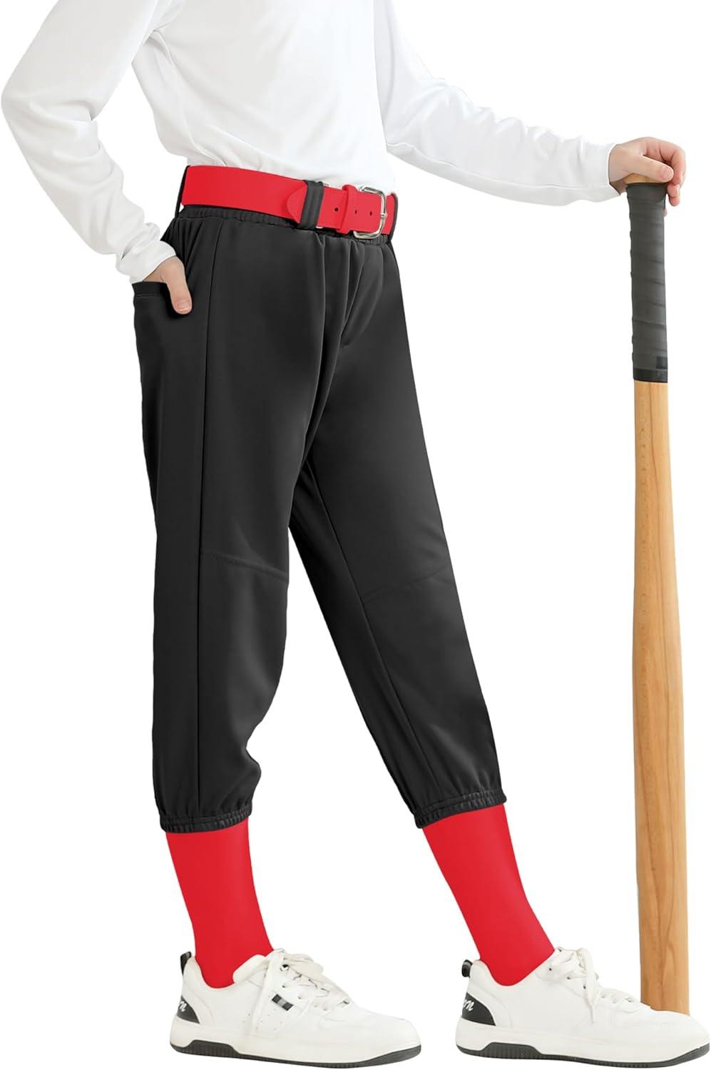 QBK 2T 3T 4T 5T Toddler Girls' Softball Pants Boys' Baseball Pant tee Ball Pants Fastpitch Pants with Pockets