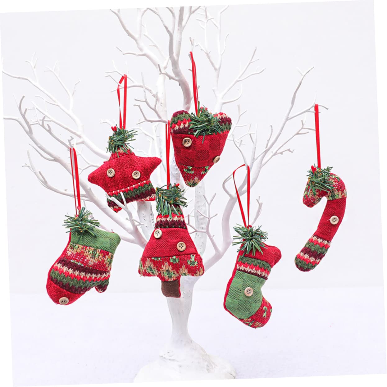 24 Pièces Décoration De Noël Décor Suspendu d'arbre De Noël en Tissu Pendentif Sapin De Noel Ornements d'arbre De Ornement De Cheminée De Décor Suspendu pour Rouge Alipis
