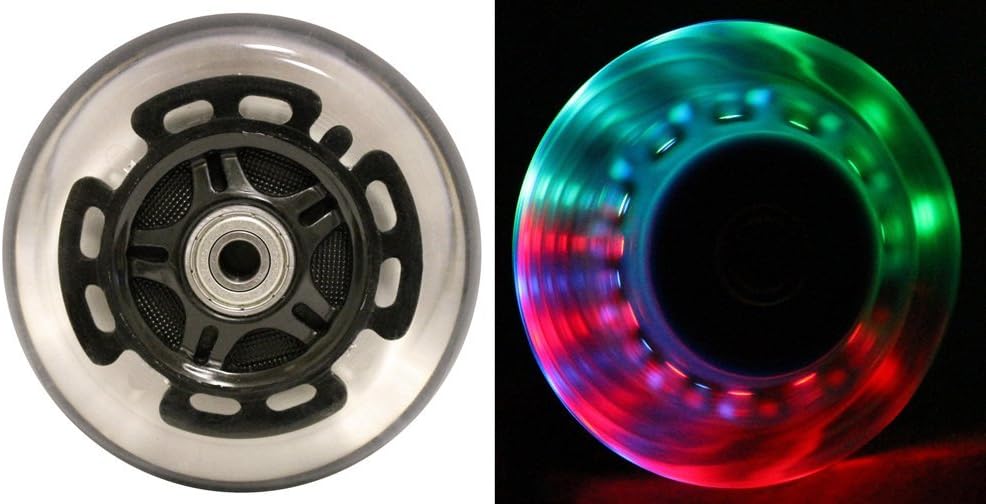 L.E.D. Scooter Wheels with ABEC 9 Bearings for Razor Scooters 100mm Light Up 2-Pack