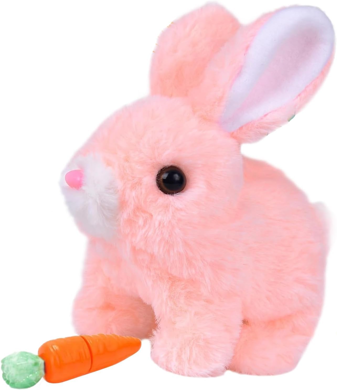 Interaktives Kaninchen Spielzeug, Kuscheltier Hase , My Realistic Bunny Toy, Hüpfendes Osterhase mit Karotte Geräuschen Bewegungen Wackeln, Hasen Kuscheltiere Ostergeschenke Kinder Geburtstagsgeschenk