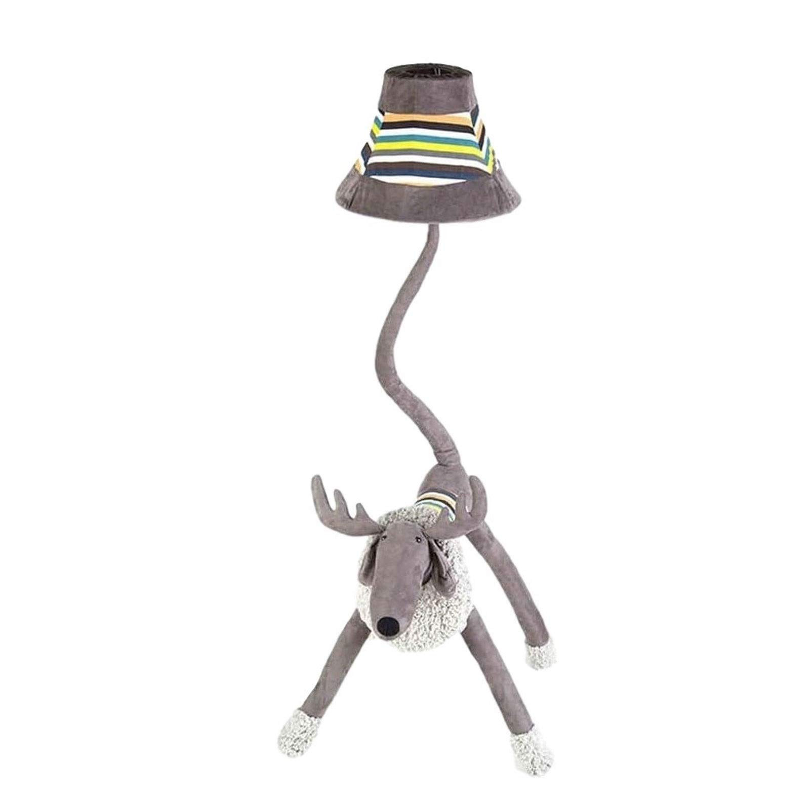 Personalisierte niedliche Tier Baumwolle Stehlampe für graue Plüschhirsche,Schreibtischlampe dekorative Tischlampe für Räume,Cartoon Tier Stehlampe mit biegbarem Schwanz AA+(Dimmer switch)