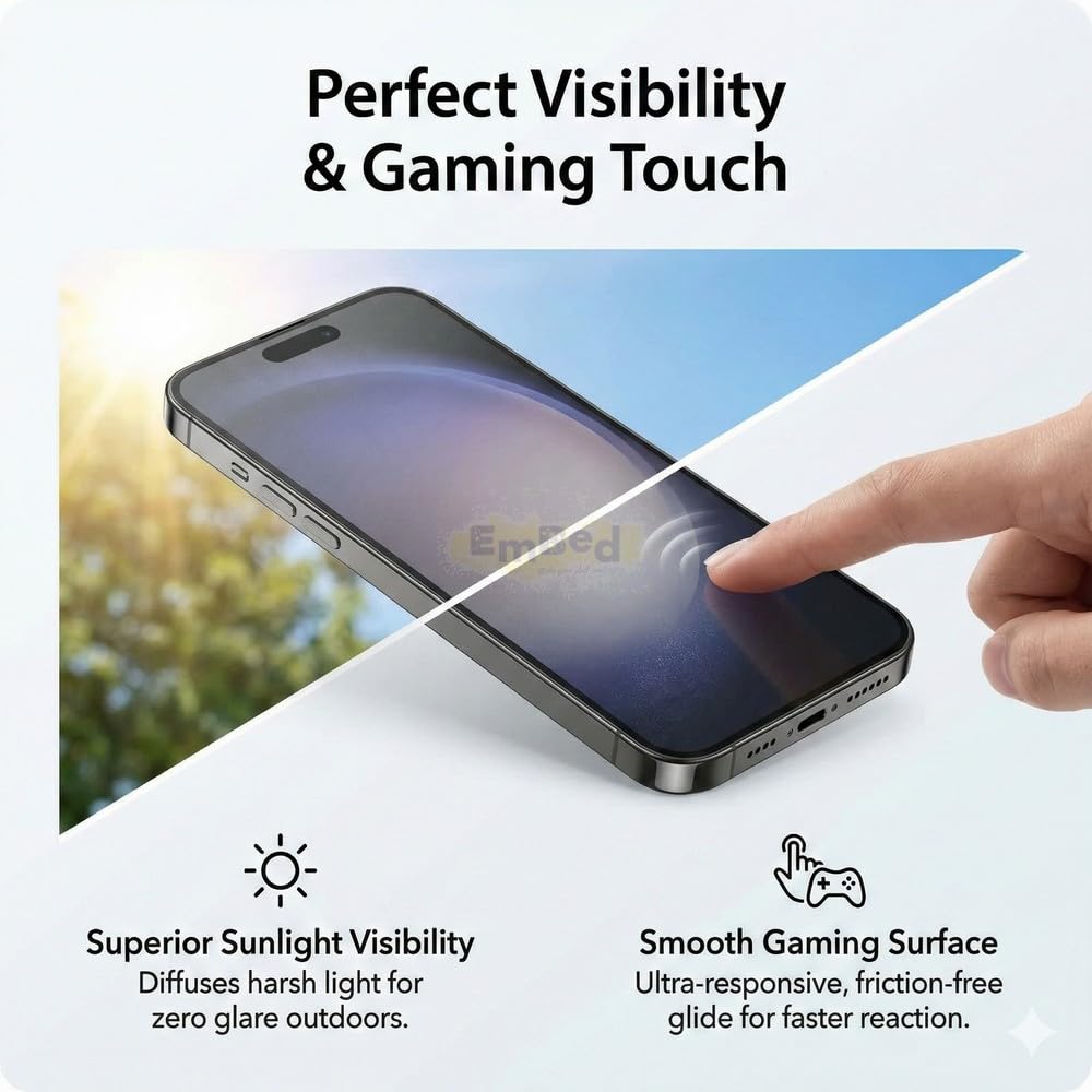 Embed Matte Fiber Screen Guard for Samsung Galaxy S24 | Anti-Glare, Smooth Touch, Scratch Resistant, Bubble Free, with Installation Kit — Amazon image 3