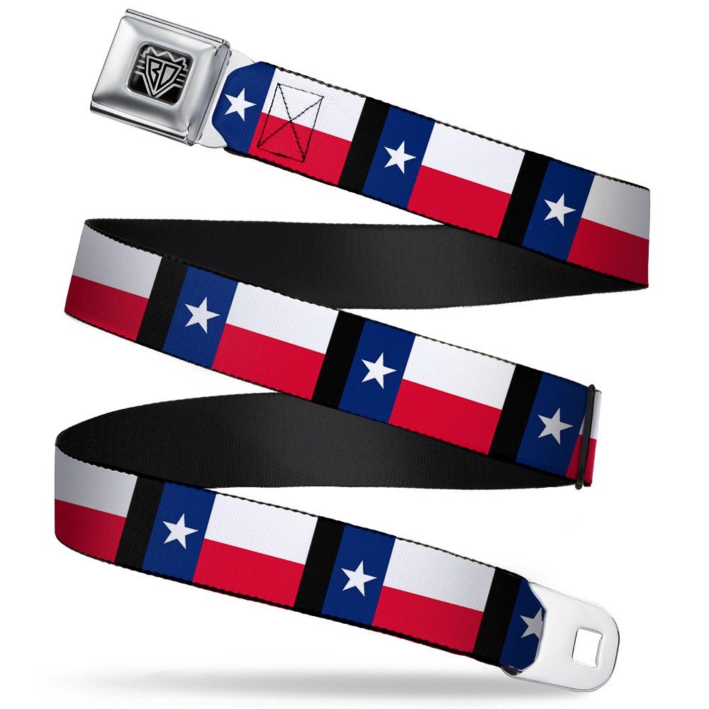 Buckle-Down Men's Seatbelt Belt Texas Regular, Multicolor, Large