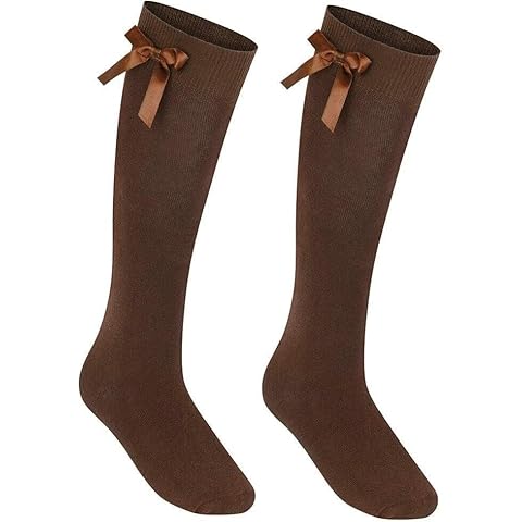 COSHAL Girls Knee High Socks with Ribbons Cover