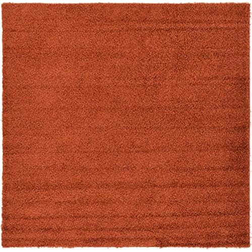 Unique Loom Solid Shag Collection Area Rug (8' Square, Terracotta)