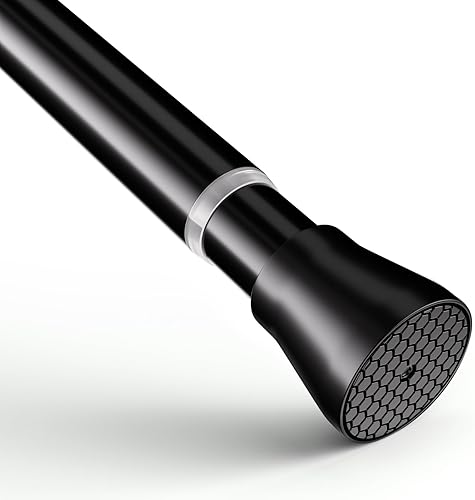 Miniatura 8 de AIZESI Barra de cortina de ducha ajustable de 45 a 75 pulgadas, barra de ducha de tensión de resorte negro, barra de cortina de tensión sin