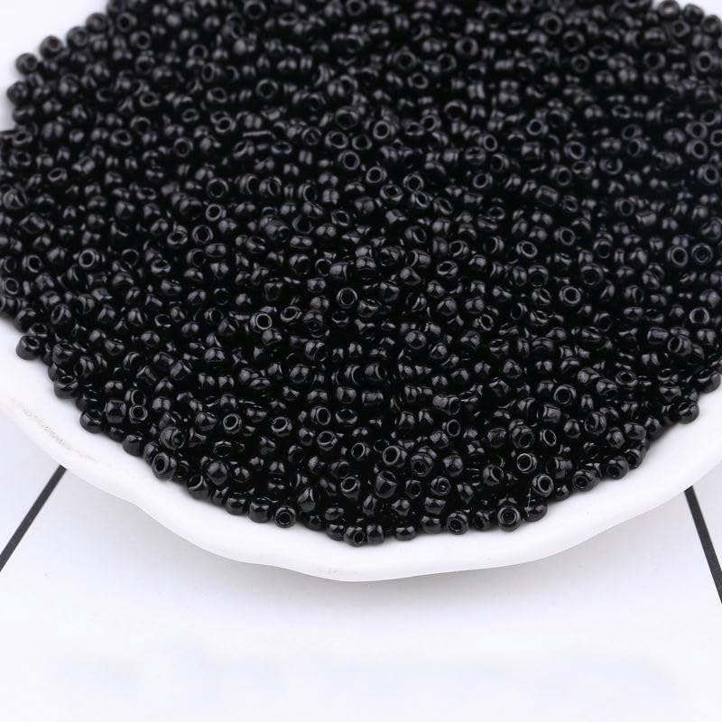 2/3/4MM 10000-60000PCS Perline di Vetro Nero per creazione di Gioielli Piccole Perline di Pony Perline di Riso Mnin Perline per Braccialetto Fai da Te