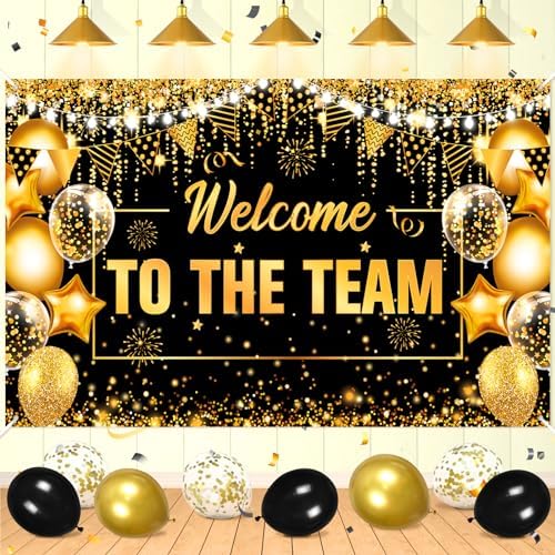 Amazon.com: Welcome to The Team Decorations - Black and Gold Banner for ...