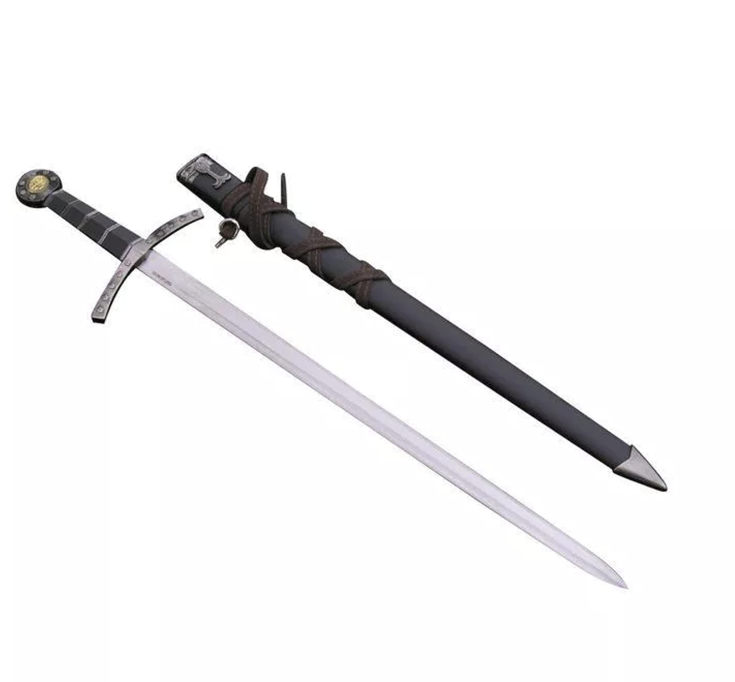 Kurzschwert - Langer Dolch Schwert echt Metall Templerschwert TX1063-230A mit Scheide und mit Gürtel Dekoratives für Mittelalter zur Rekonstruktion oder als Geschenk