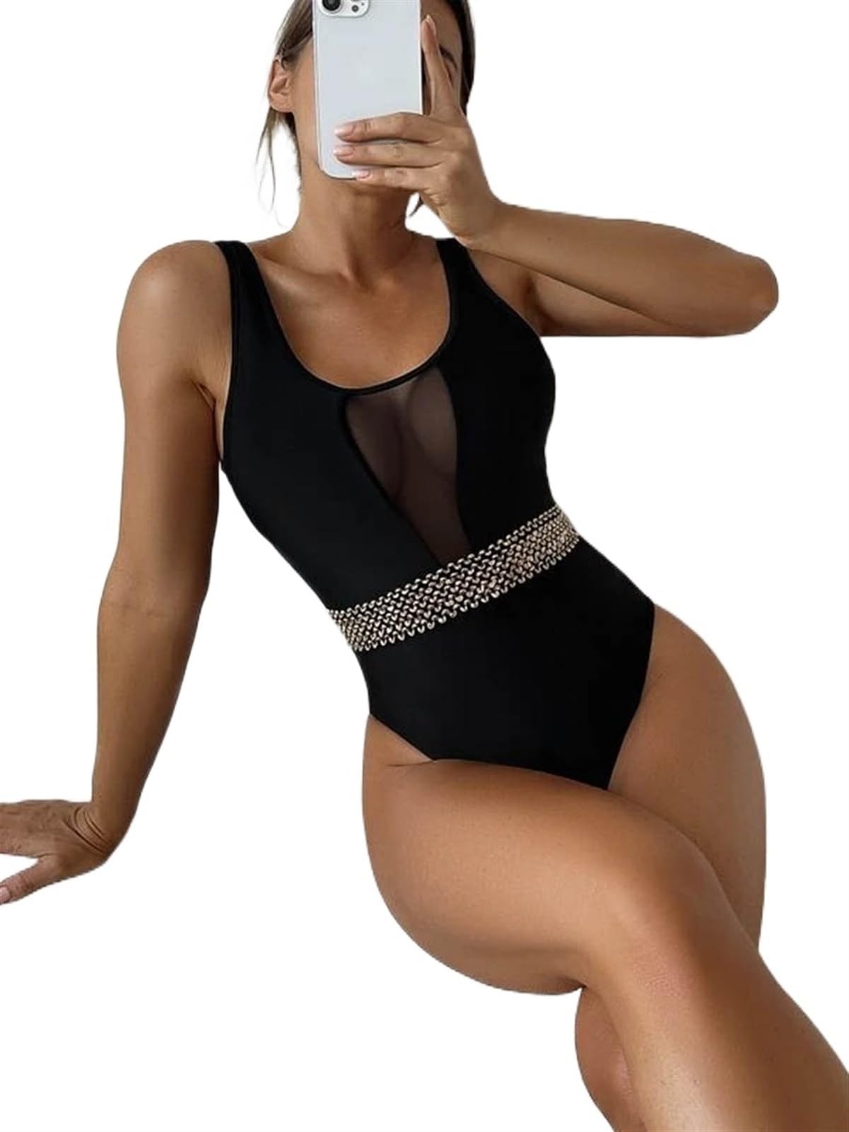 Sexy One-Shoulder Straped Print Stroje kąpielowe Kobiety Push Up High Cut Jednoczęściowy kostium kąpielowy z odkrytymi plecami (kolor: 7601 nr 1, rozmiar: M)