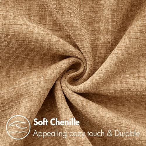 Image of MIULEE Pack of 2 Couch Throw Pillow Covers 20x20 Inch Soft Apricot Brown Chenille Pillow Covers for Sofa Living Room Fall Home Decor Solid Dyed Pillow Cases