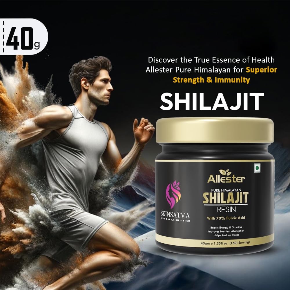 Allester Himalayan Shilajit/Shilajeet Resin 40g |Super Saver Pack| 250mg/Serving | For Energy, Endurance & Vitality | 160 Servings | Ayurvedic (80g) 1