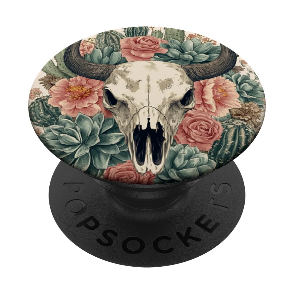 Western Boho Chic Cowboy Rodeo Bones And Skull PopSockets Adhesive PopGrip