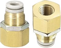 Vista 7 de Paquete de 2 accesorios de tubería hembra de 1/4 PT – Unión recta, mamparo de empuje para conectar accesorios, se aplica al sistema neumático