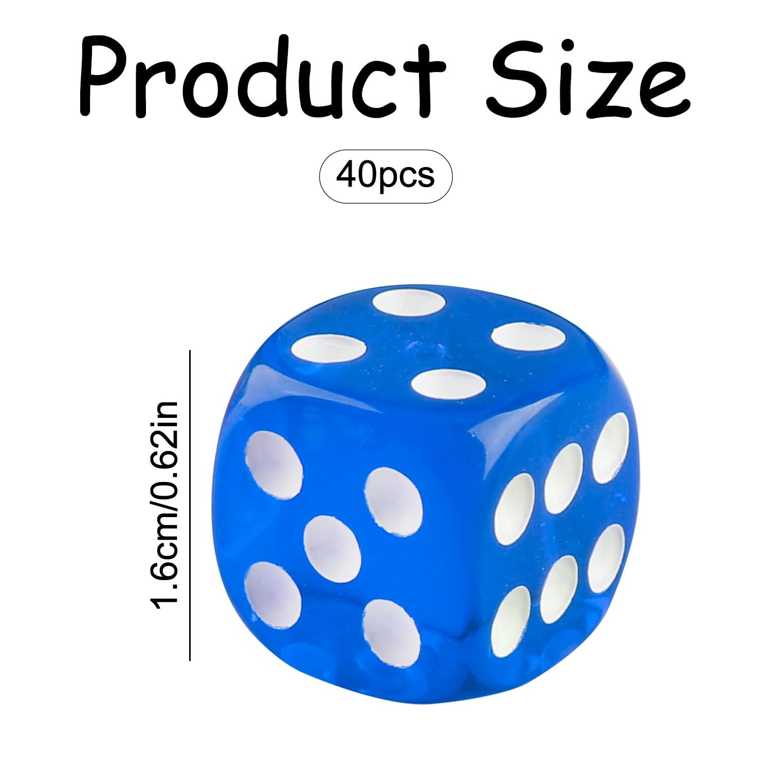 Luckious 40 PCS Colorful Transparent Acrylic Dice, Rounded Corner Dice for Board Games and Parties - Image 2