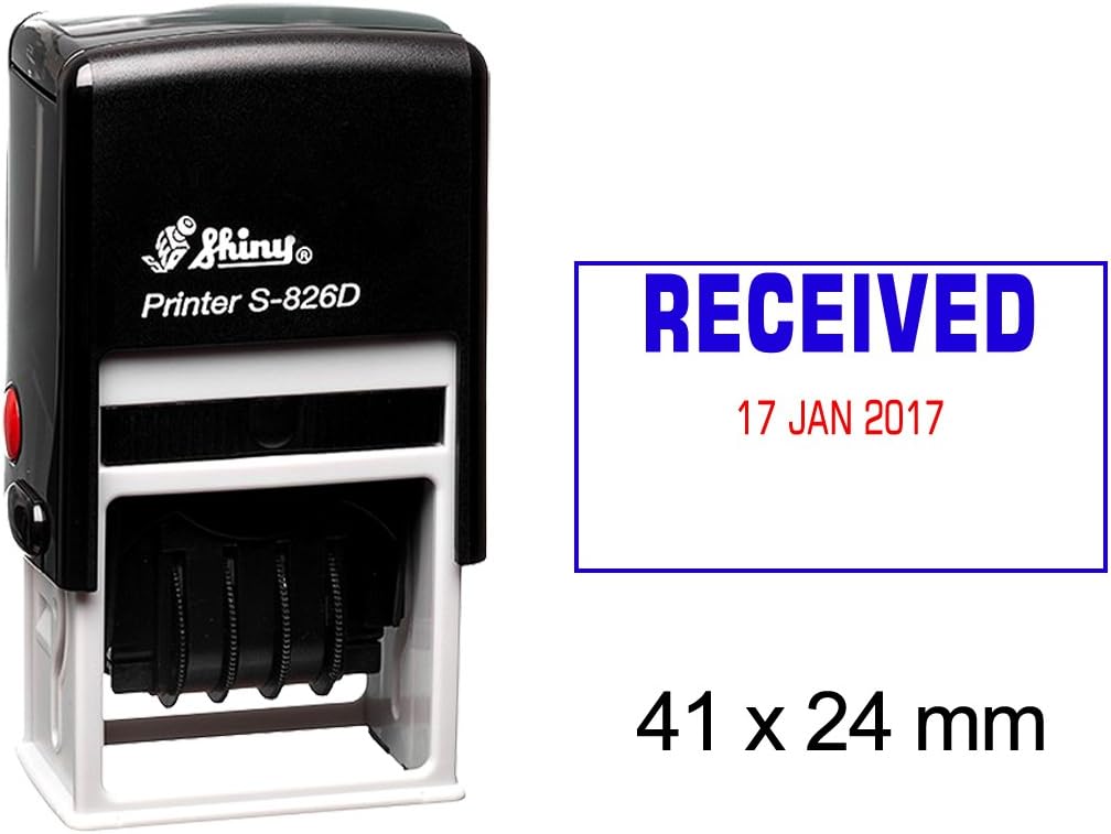Shiny Date Stamper Self Inking With Received By Text Ofiice Stationary Rubber Stamp S-826D