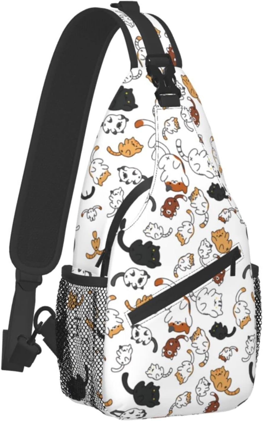 ASYG Funny Cute Cat Sling Backpack Cat Chest Bags Crossbody Animal Shoulder Bag for Men Women - Image 2