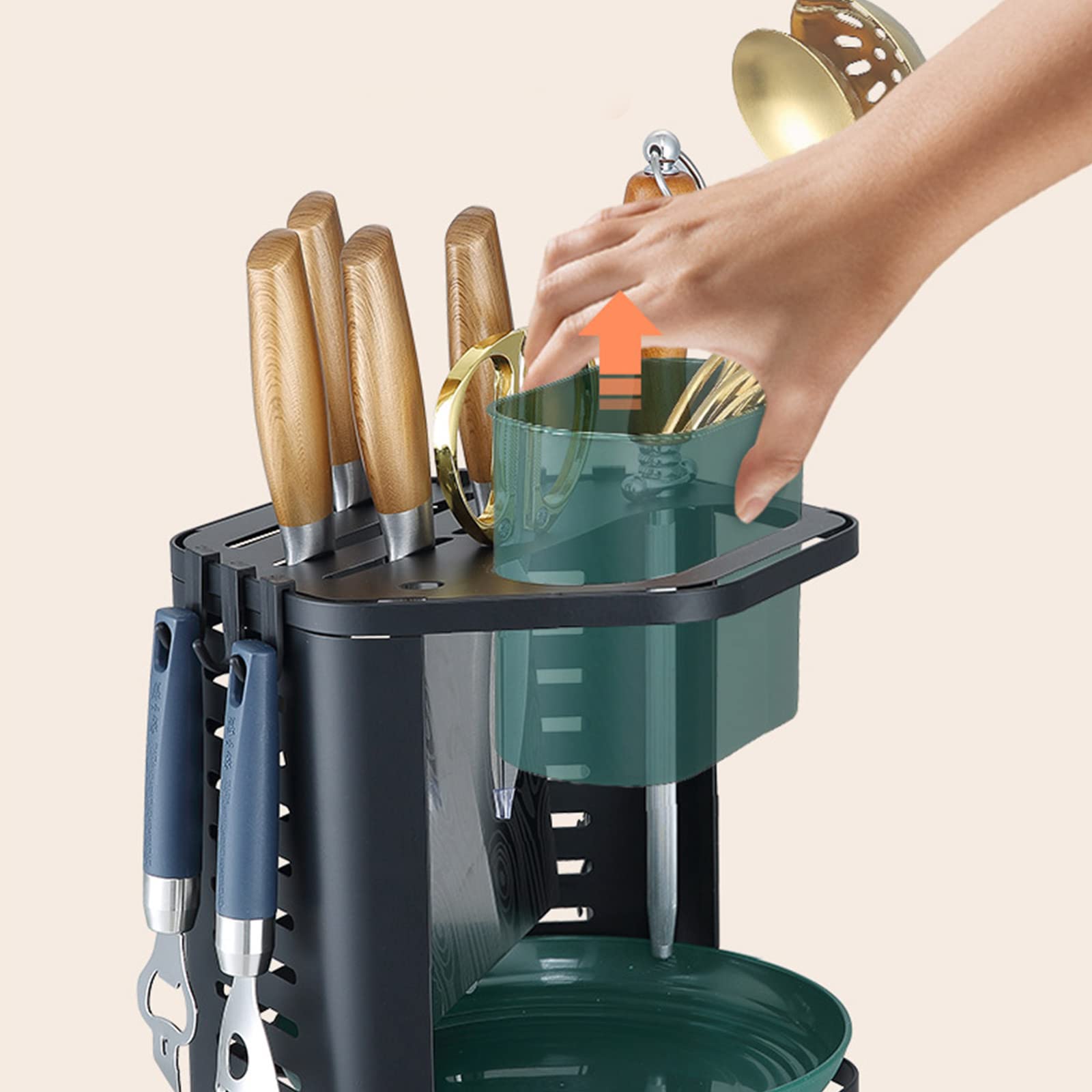 PANGBOER Étagère multifonction pour ustensiles de cuisine - Organisateur de baguettes - Support rotatif pour cuisine