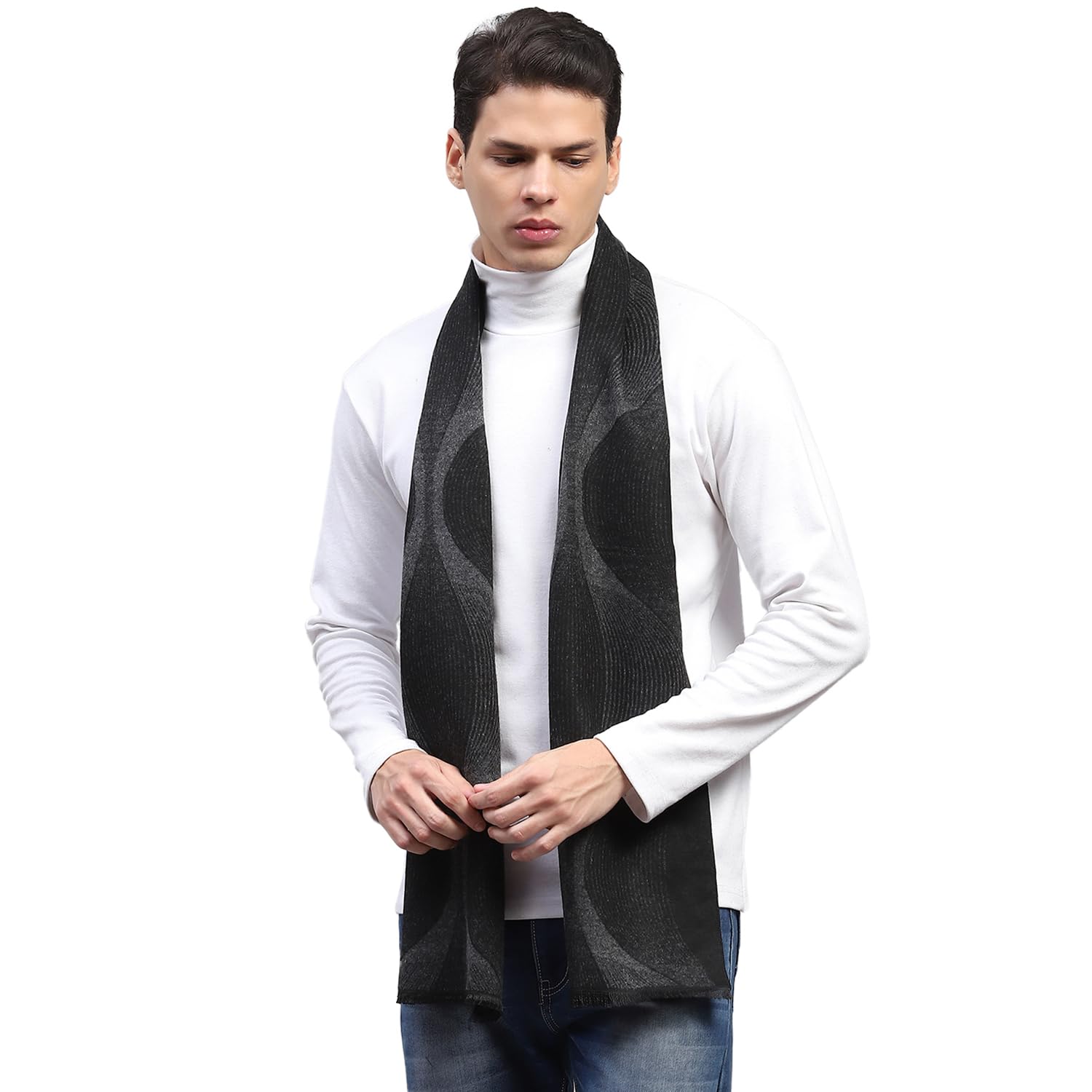 monte carlo Mens Self Design Grey Muffler (224MUF7957-0-13)-picture-22
