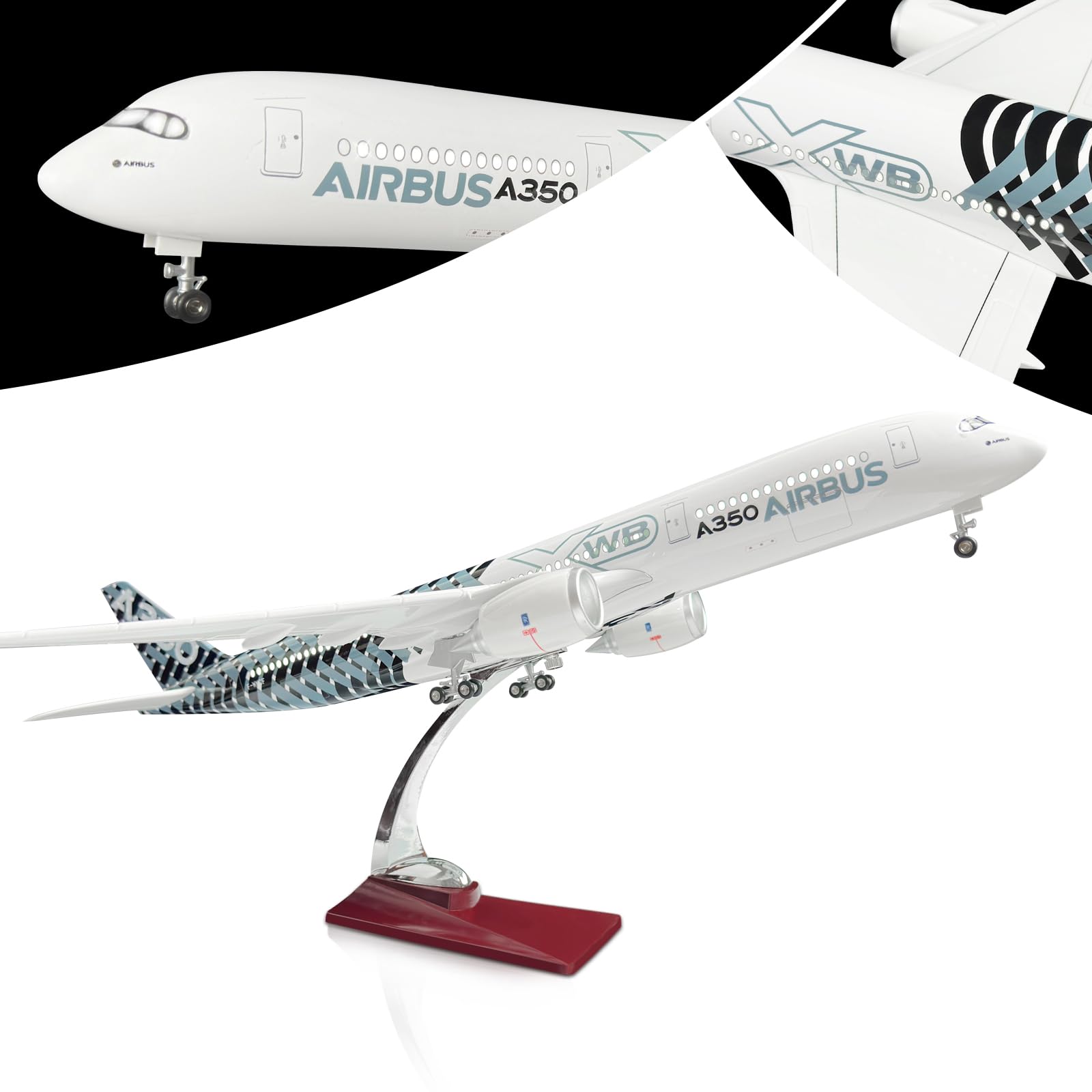Large Model Airplane 1:142 Airbus 350 Model Jet Plane Model for Adults with LED Light Gift for Business/Birthday/Christmas