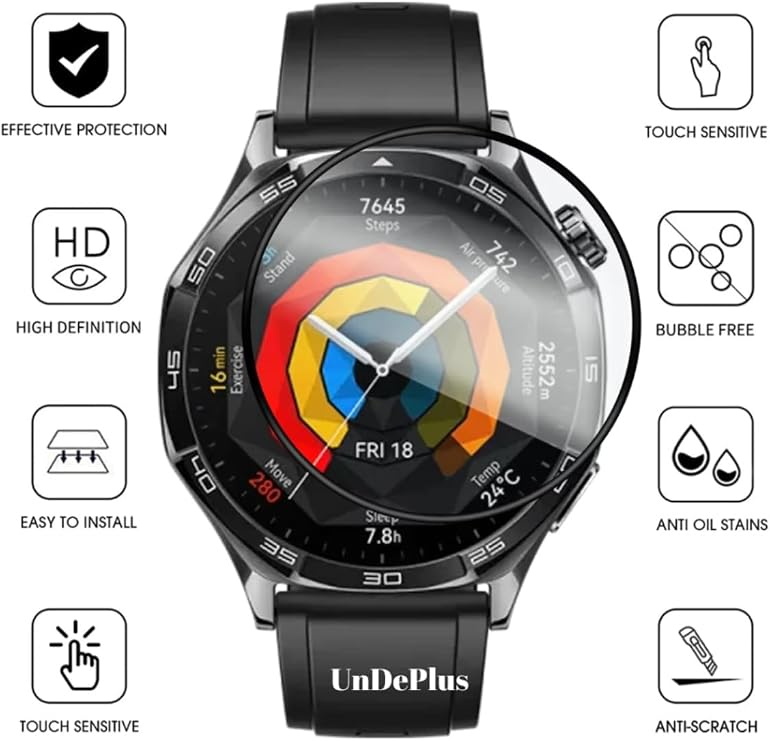 CONSTRAIN - Huawei ile uyumlu Watch GT 5 Pro 46mm Full Ekran Nano Saat Koruyucu (41mm/42mm Değildir) - Siyah