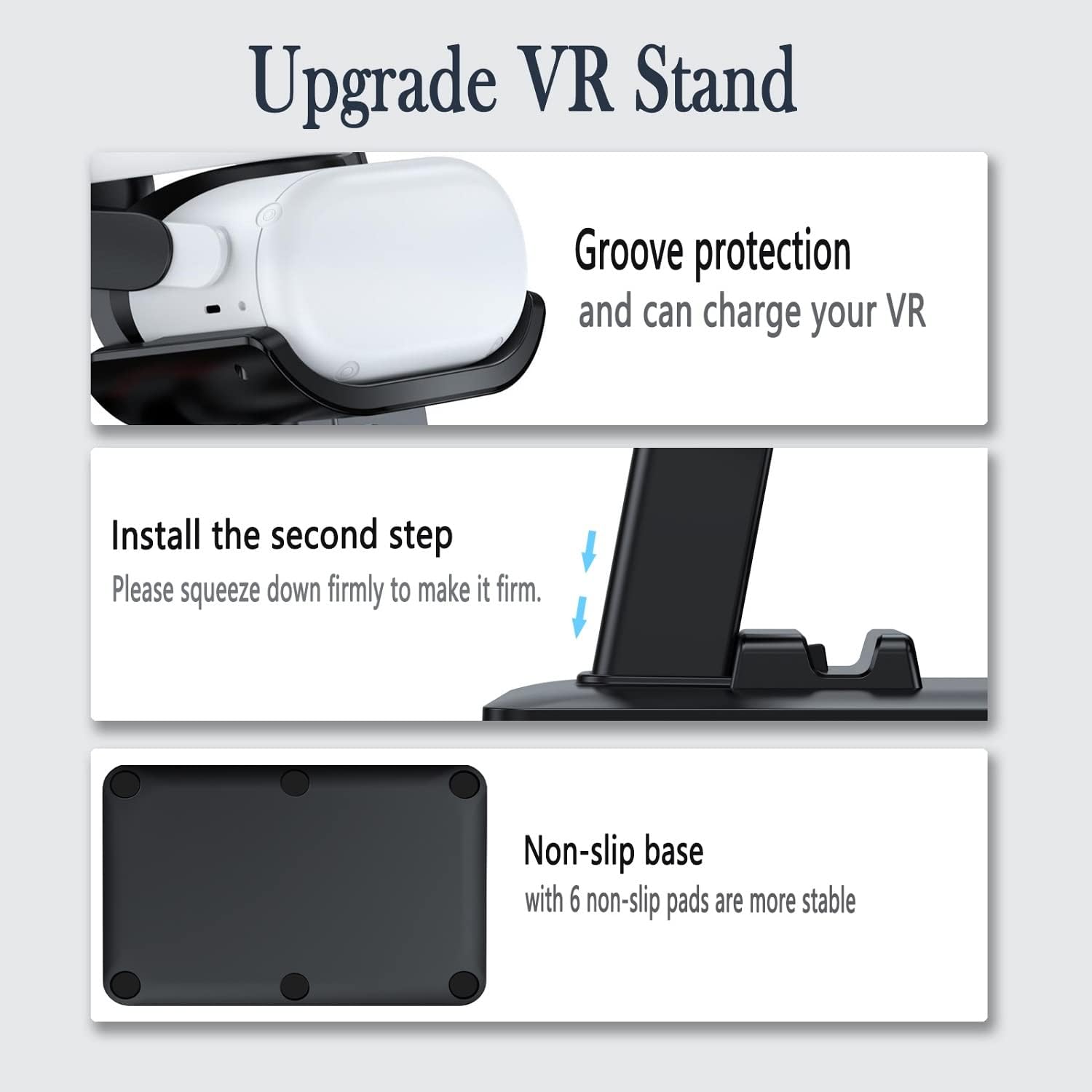 Design Multifunction VR Headset Stand for Rift, Switch, and Touch Controllers (Black)