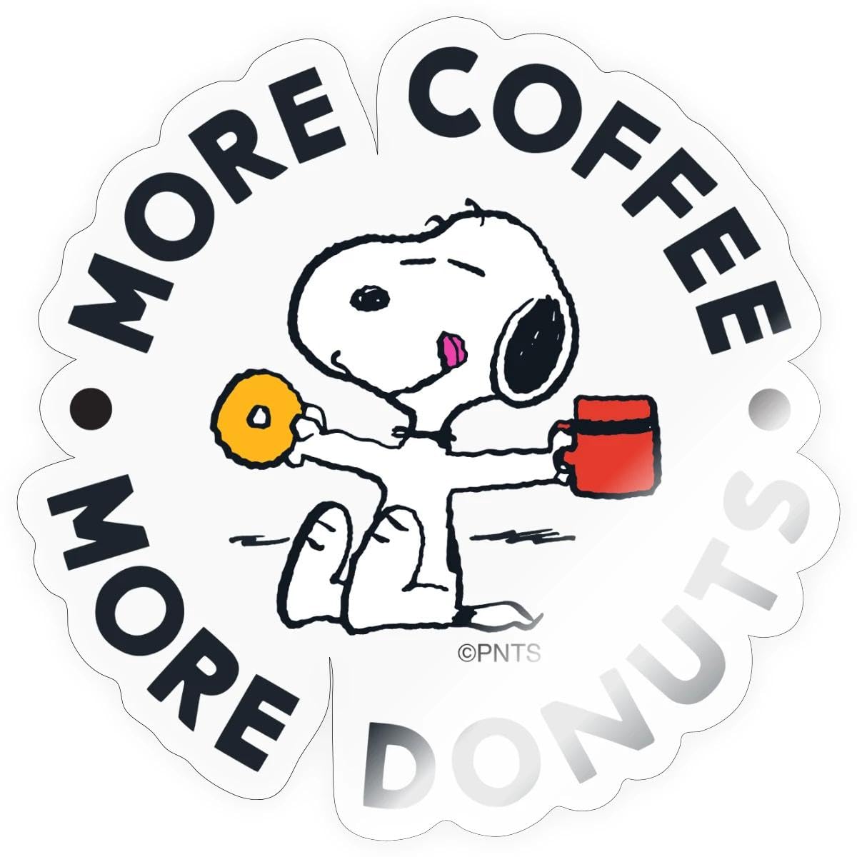Peanuts Snoopy More Coffee More Donuts Sticker Size S (10 x 10 cm)